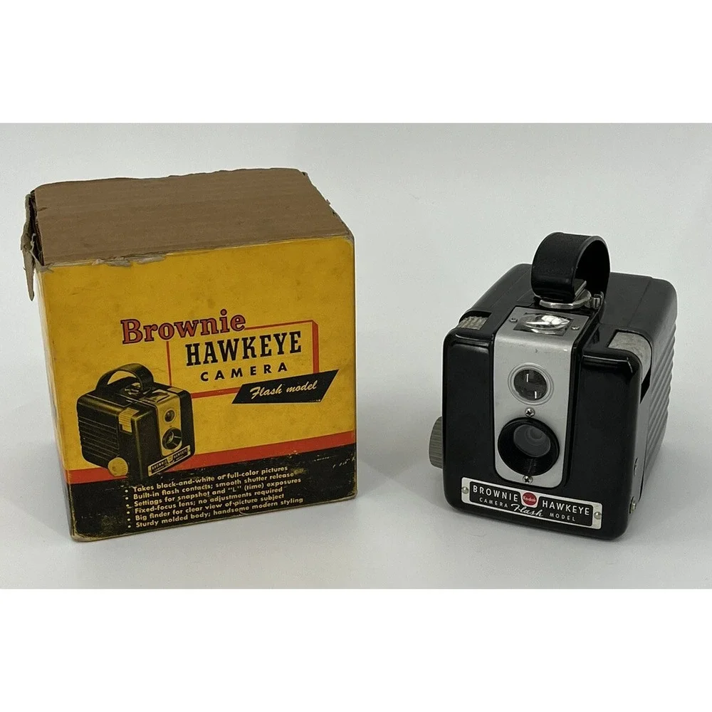 Kodak Brownie Hawkeye Camera Flash Model With Original Box Untested